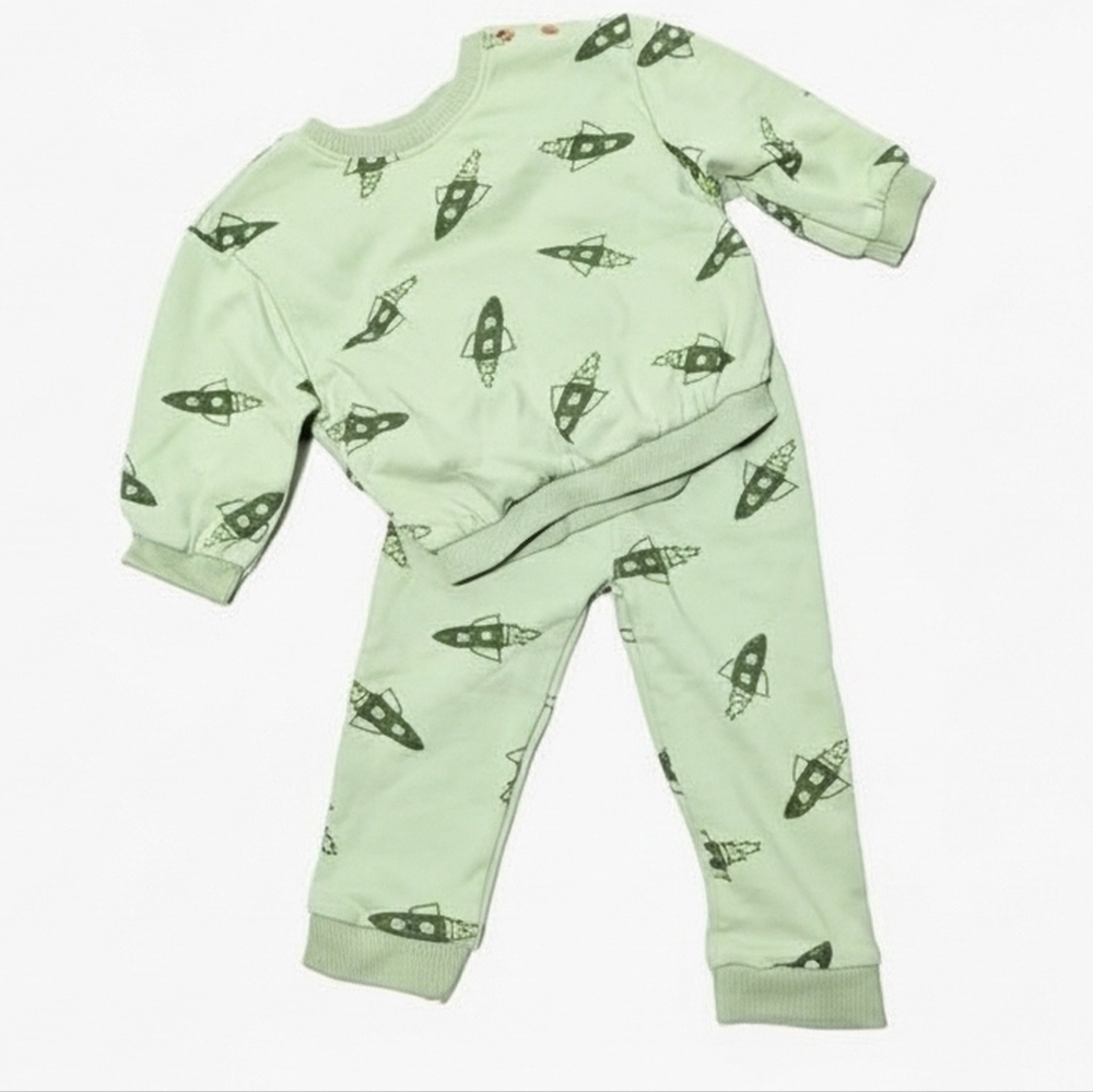 🚀 Cat & Jack Baby 18M Rocket Sweatshirt & Jogger Set | NEW Without Tag